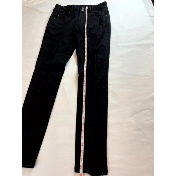 Almost Famous Womens Skinny Jeans Distressed Rupa426x-Gyr Stretch Black Size 5 - Picture 3 of 10